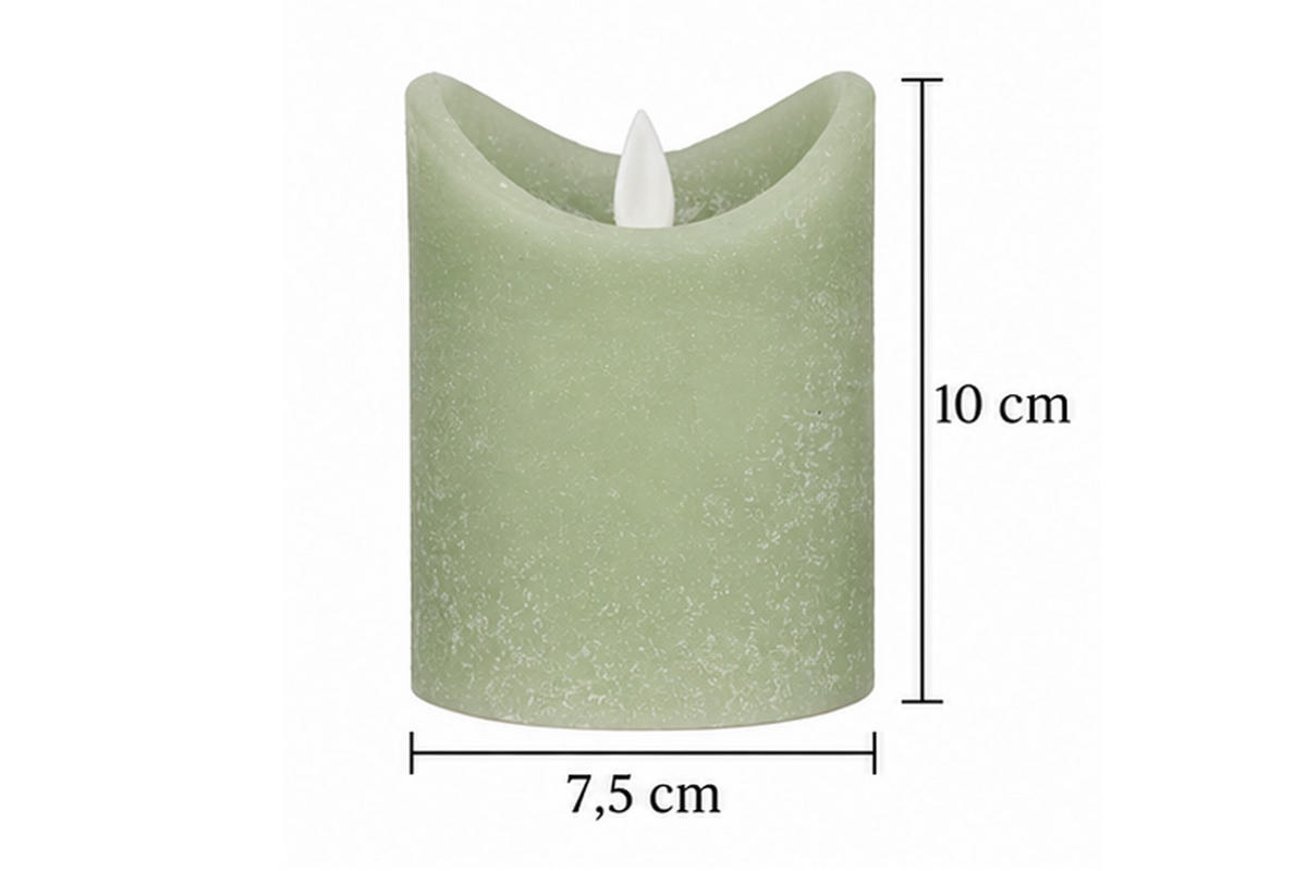 LED-KERZE Ø7,5x10 cm, Grün - Grün, Naturmaterialien (7.5/7.5/10cm) - dasmöbelwerk