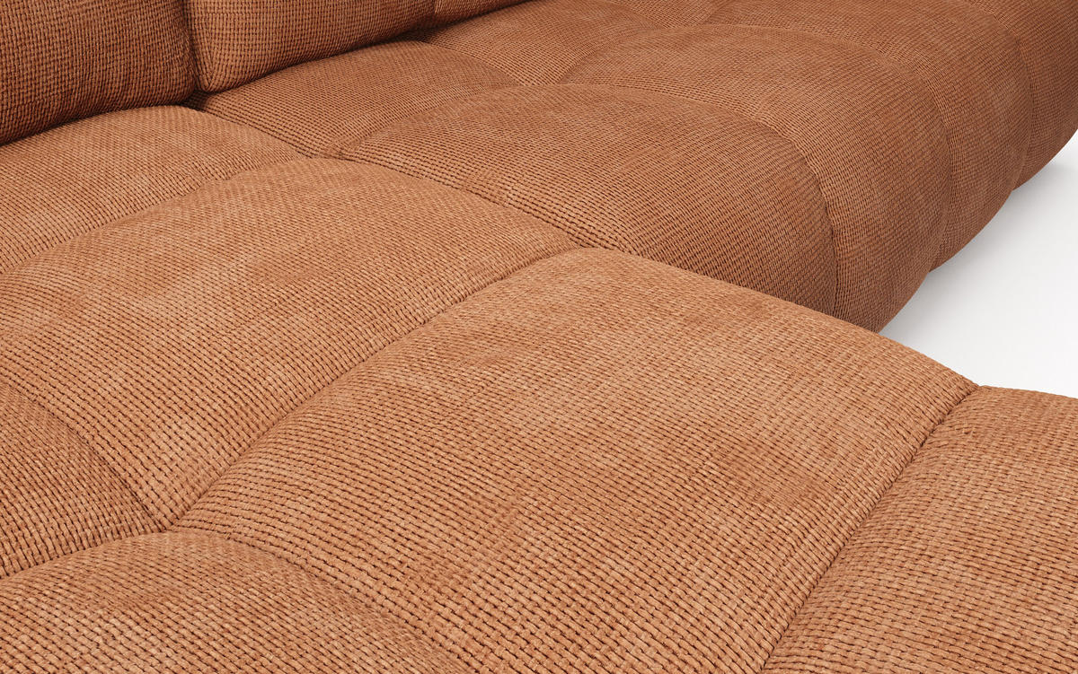 ECKSOFA DUCA L-S Orange Chenille mit Schlaffunktion - Orange, Holz (266.5/266.5cm) - MASSENO