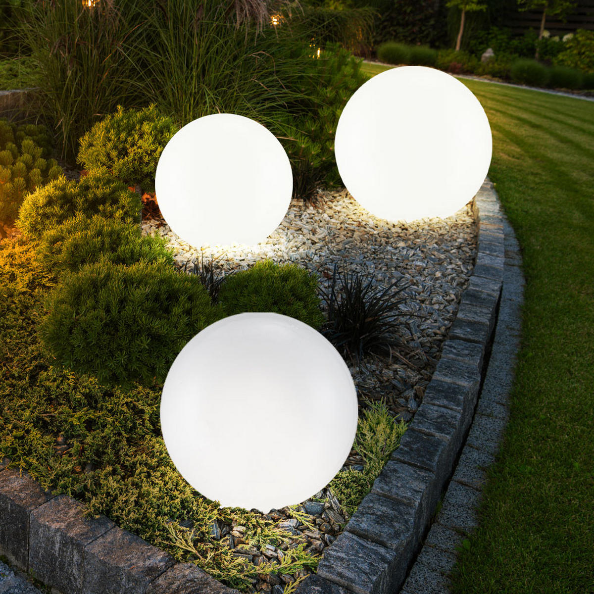 LED AUSSENLEUCHTE Kugel Weiß Silber - Weiß, Kunststoff (25/65/25cm)