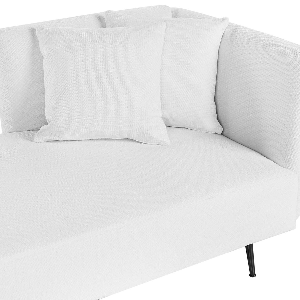ČALOUNĚNÉ LEHÁTKO CHAISE LONGUE krémově bílé pravostranné Riom - bílá/černá, textil (156/75/77cm) - Beliani