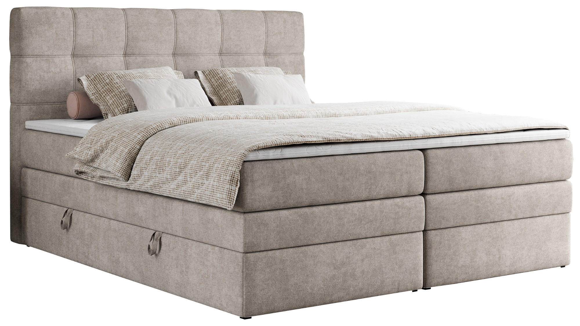 BOXSPRINGBETT ERNI KING 180/200 Beige Struktur - H3 - Beige, Holz/Textil (180/200cm) - MKS