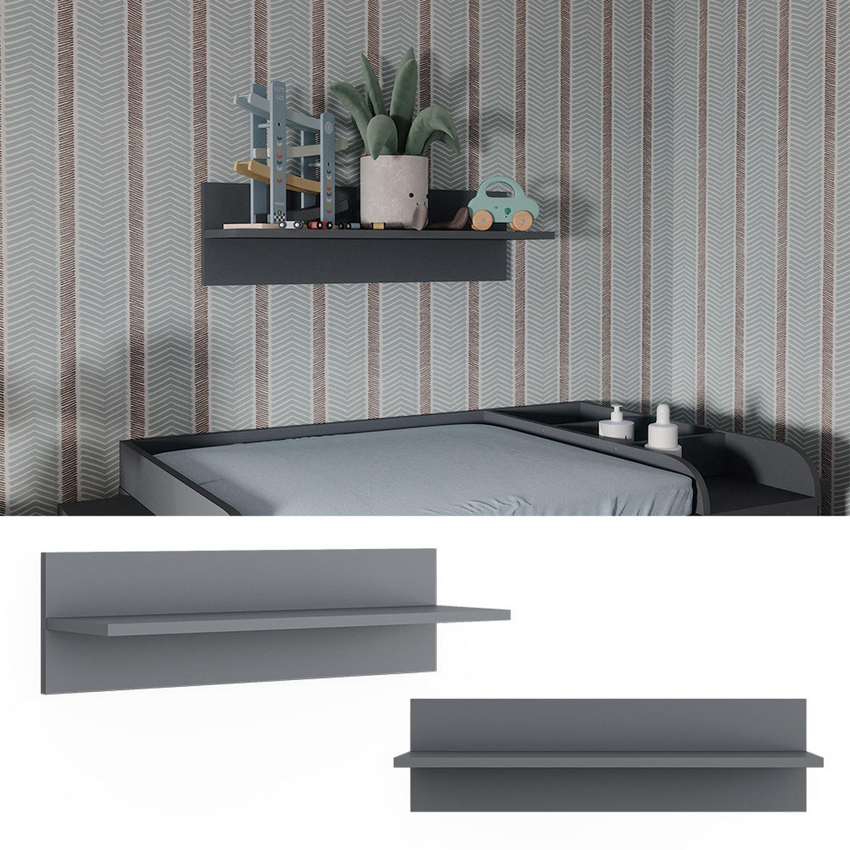 WANDREGAL Ajaton Grau 70 x 20 cm - Grau, Holzwerkstoff (70/20/20cm) - VitaliSpa