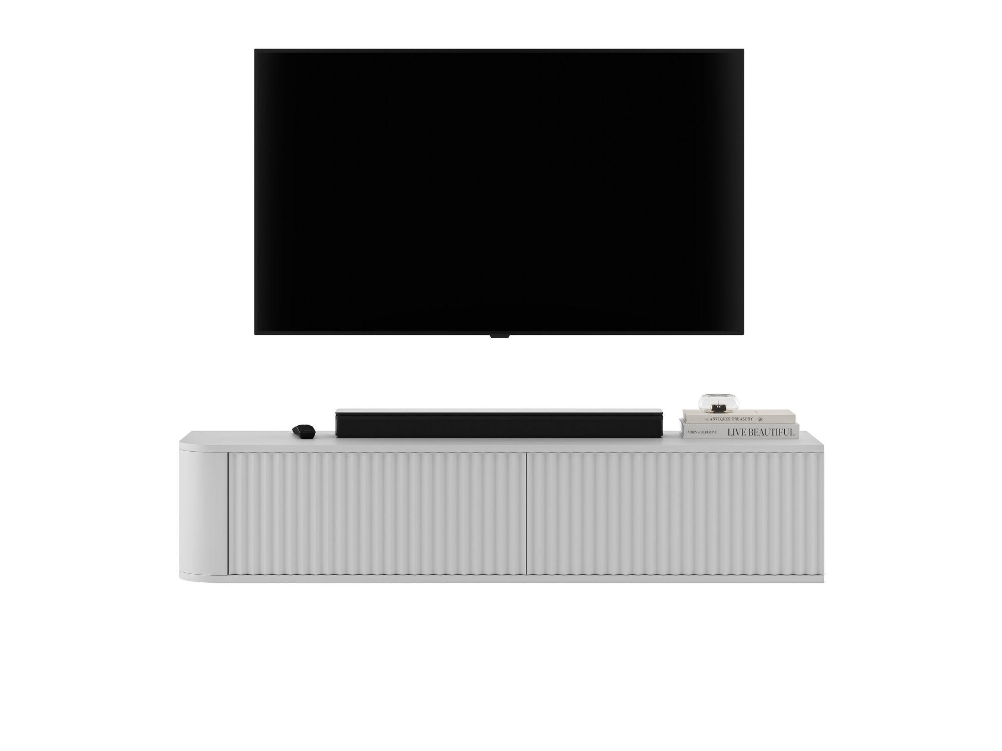 TV stolek Aurora bílý matný 140 cm - bílá, kompozitní dřevo (140/30/35cm) - Meble Lindner