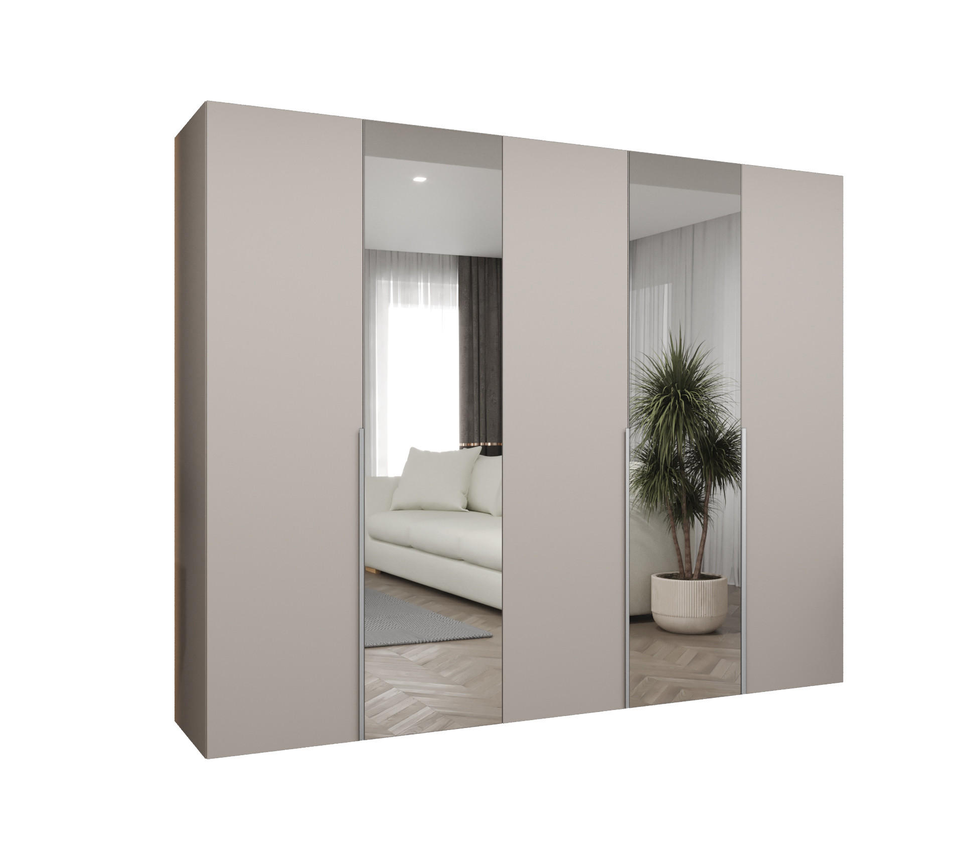DREHTÜRENSCHRANK 202/250/52 5-türig - Kaschmir, Holz (250/202/52cm) - Abiks Möbel