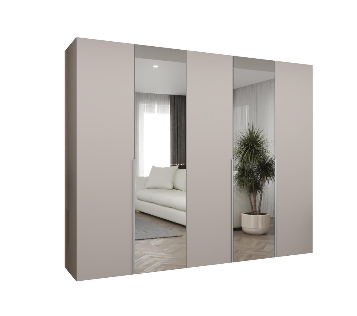 DREHTÜRENSCHRANK 202/250/52 5-türig - Kaschmir, Holz (250/202/52cm) - Abiks Möbel