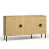 SIDEBOARD Brunelli 2T 2S Eiche Baltic 160/87,6/40 cm – mit geräumigen Schubladen - Eichefarben/Schwarz, Holzwerkstoff/Metall (160/87.6/40cm) - AX Living