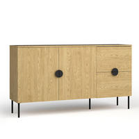 SIDEBOARD Brunelli 2T 2S Eiche Baltic 160/87,6/40 cm – mit geräumigen Schubladen - Eichefarben/Schwarz, Holzwerkstoff/Metall (160/87.6/40cm) - AX Living