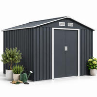 GERÄTEHAUS Grau Weiß Stahl verzinkt Schiebetüren 193 cm - Anthrazit, Metall (277/193/322cm) - Relaxdays