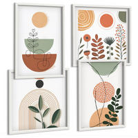 BILDER SET 4er Set - 50x50 cm & 40x60 cm Weißer Rahmen - Abstrakte Pflanzenformen - Weiß, Kunststoff (50/50cm) - TULUP