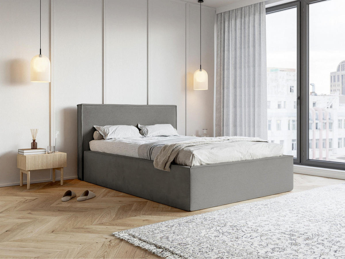 POLSTERBETT LUCERA Grau 160x200 cm - Dunkelgrau/Schwarz, Holz/Textil (160/200cm) - Selsey