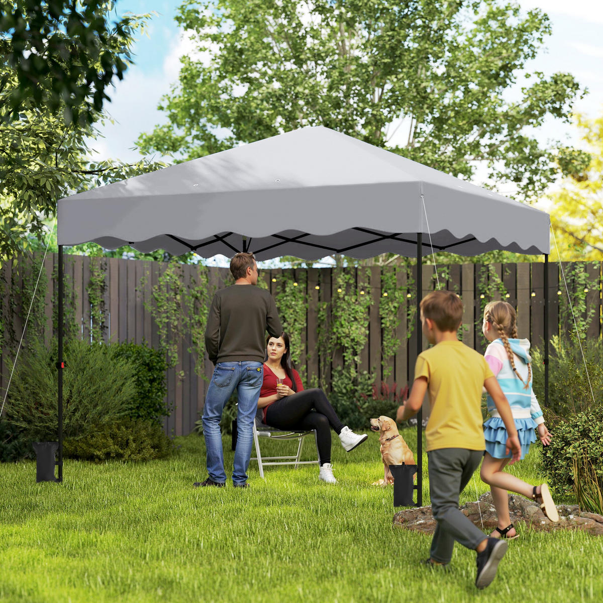 POP-UP-PAVILLON DE-07444 höhenverstellbar mit Rolltasche, UV-Schutz Hellgrau - Hellgrau, Textil/Metall (297/287/297cm) - ComfortXL