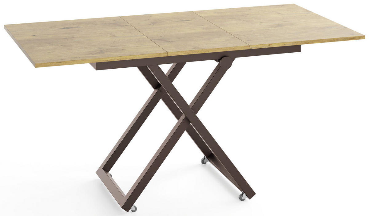 COUCHTISCH Axen höhenverstellbar ausziehbar, Eiche Braun 120-160/80/38-75 cm - Eichefarben/Braun, Holzwerkstoff/Metall (80/160/75cm) - WFL GROUP