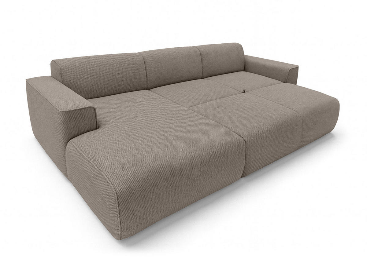 ECKSOFA L Form Ruyam Hellbraun 310/165/78 cm – Schlaffunktion Links - Hellbraun/Schwarz, Kunststoff/Textil (170/310cm) - AX Living