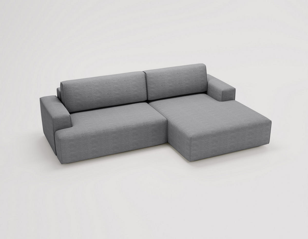 ECKSOFA L-Form 270 cm Boston mit Bettkasten, Schlaffunktion, Rechts, Grau - Grau, Holz (270/165cm) - Emporius