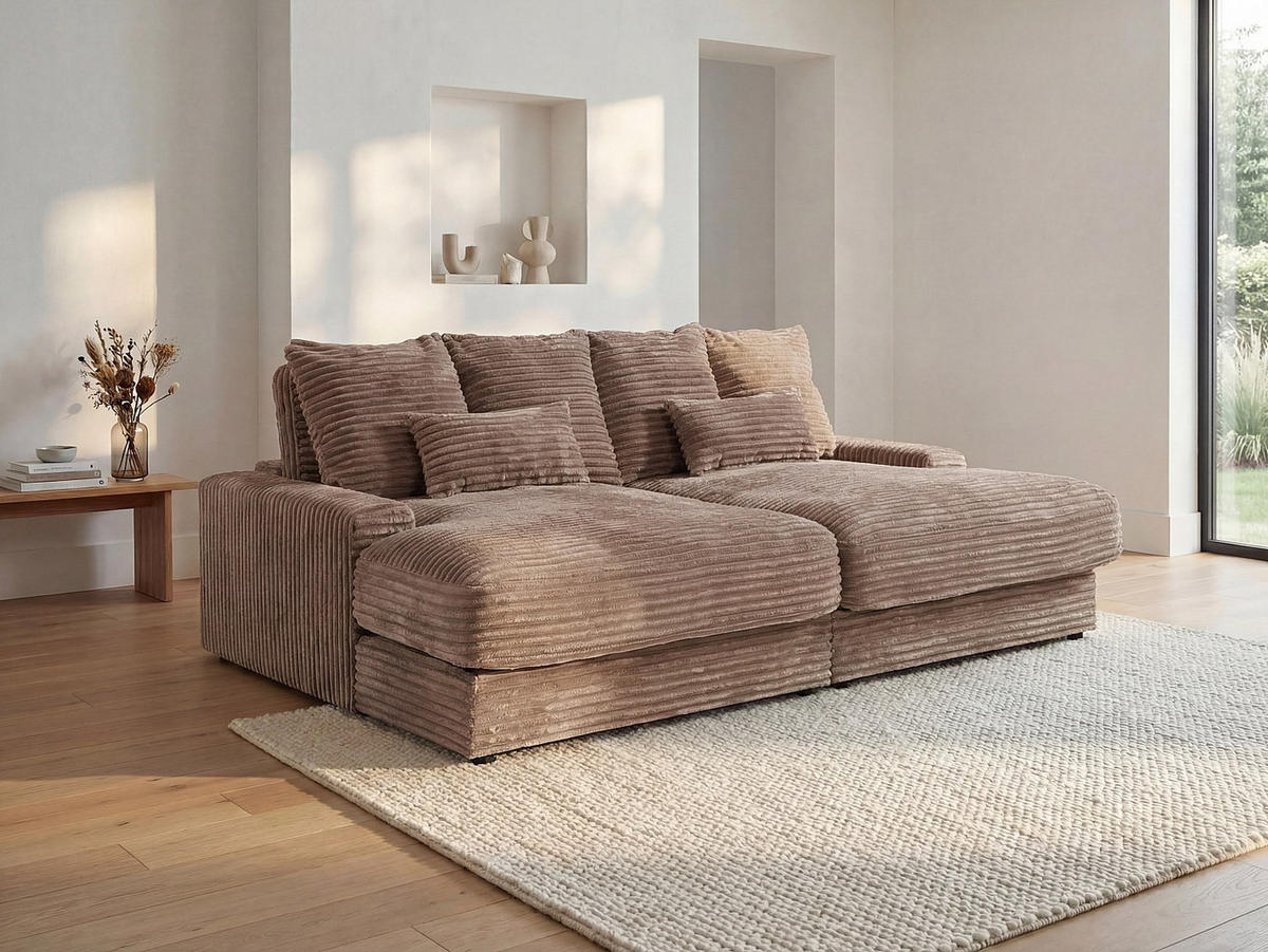 SOFA ohne Schlafmöglichkeit - 3 Personen-Sitzer - Samt - Taupe - - Taupe, Textil (232/85/170cm) - Vente-Unique