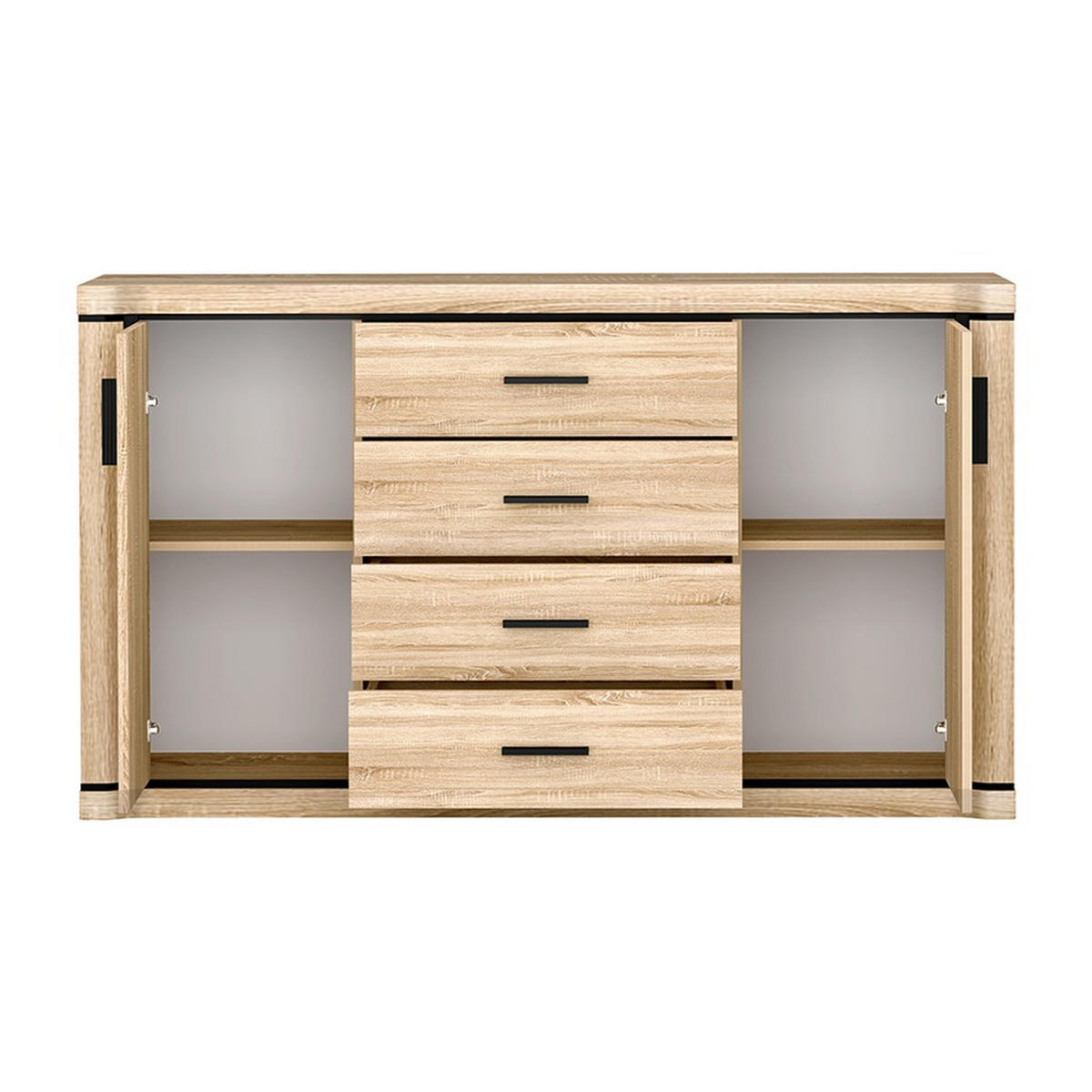 KOMMODE Dallas D-1 157 x 91 x 45 cm Eiche Sonoma - Sonoma Eiche, Holzwerkstoff/Kunststoff (157/91/45cm) - Koseto
