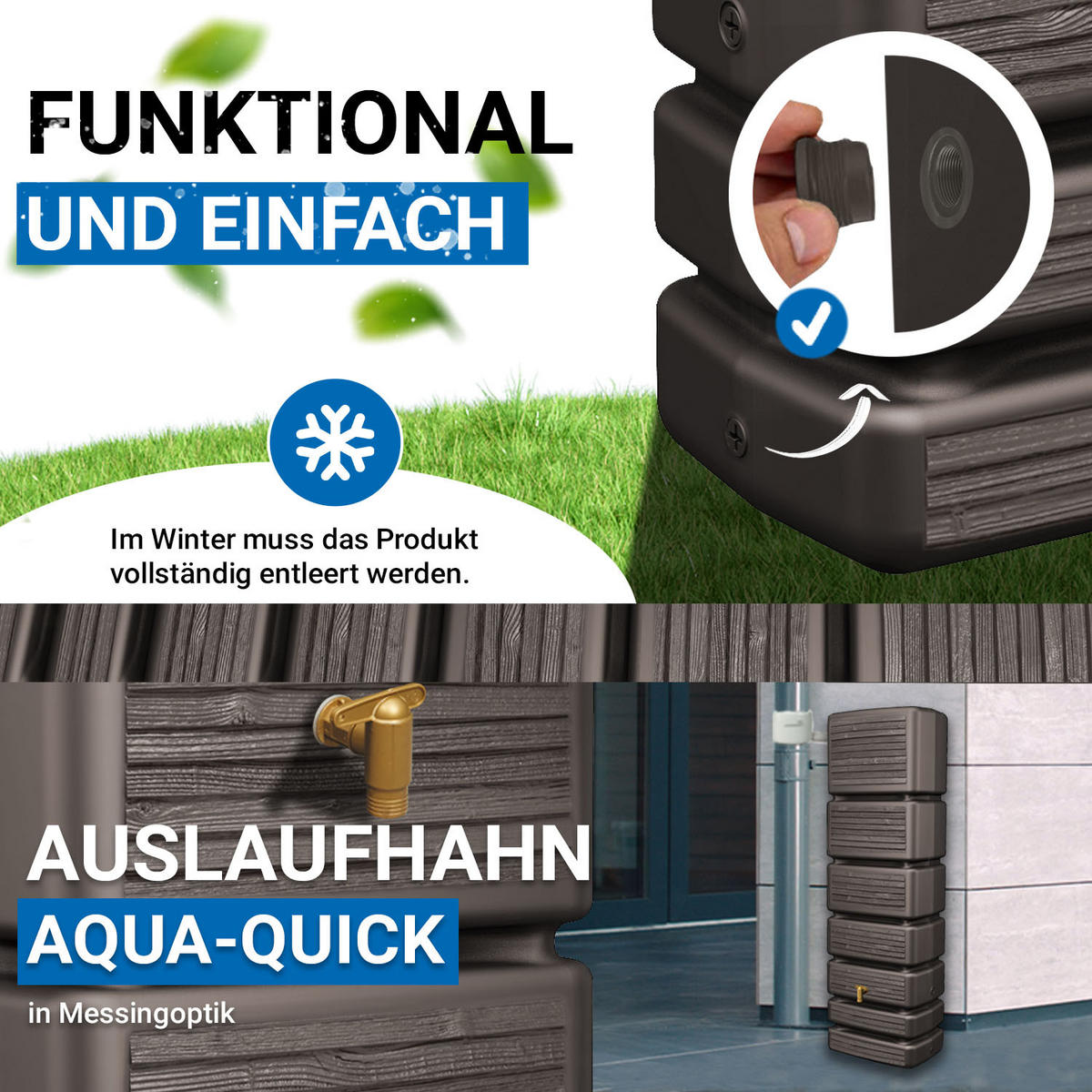 WANDTANK 350 L, dark - Braun, Kunststoff (60/184/39cm) - 4rain