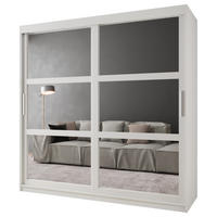 SCHWEBETÜRENSCHRANK 200/200/62 2-türig - Silberfarben/Weiß, Holz/Kunststoff (200/200/62cm) - MÖBEL KRYSPOL