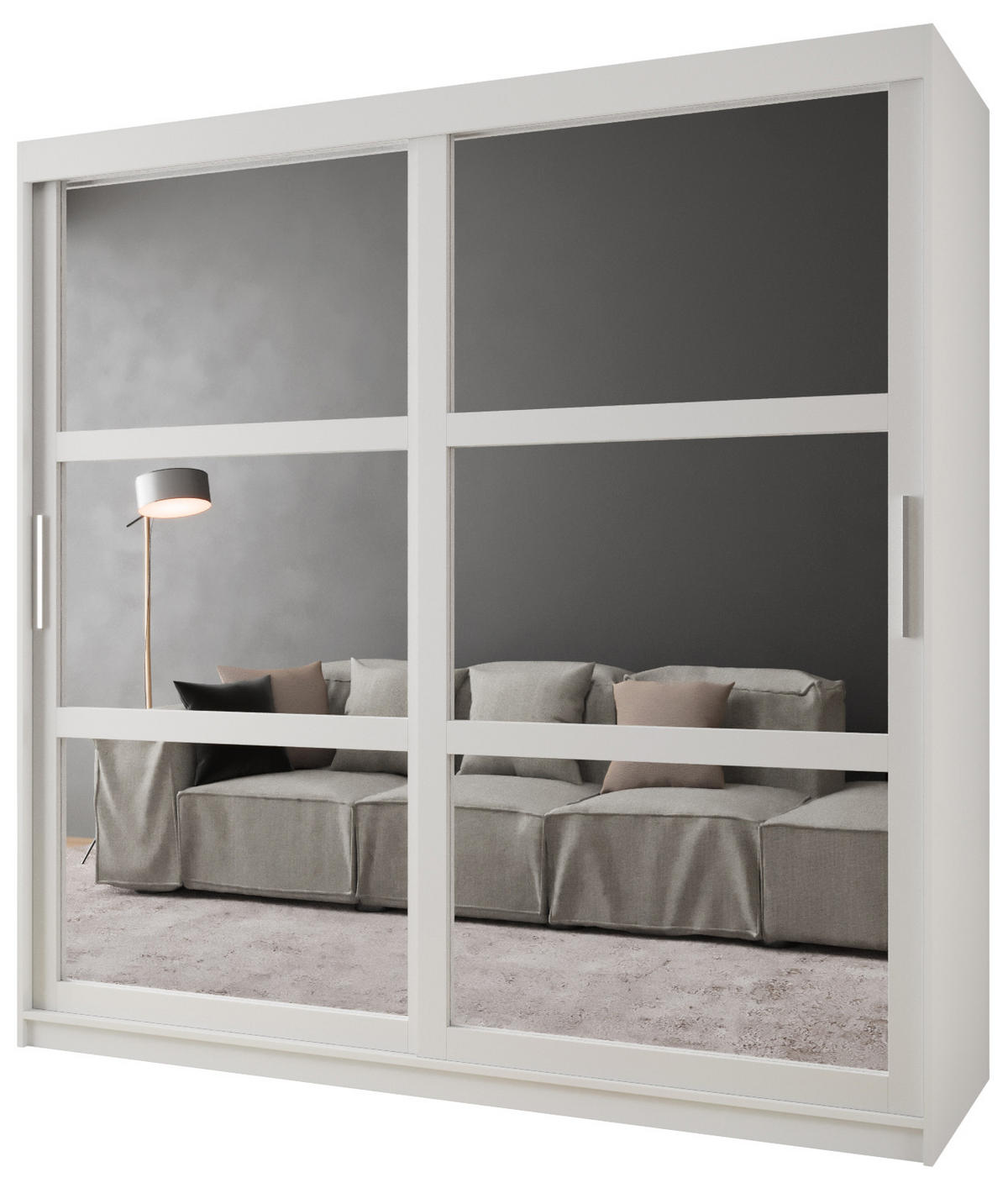 SCHWEBETÜRENSCHRANK 200/200/62 2-türig - Silberfarben/Weiß, Holz/Kunststoff (200/200/62cm) - MÖBEL KRYSPOL