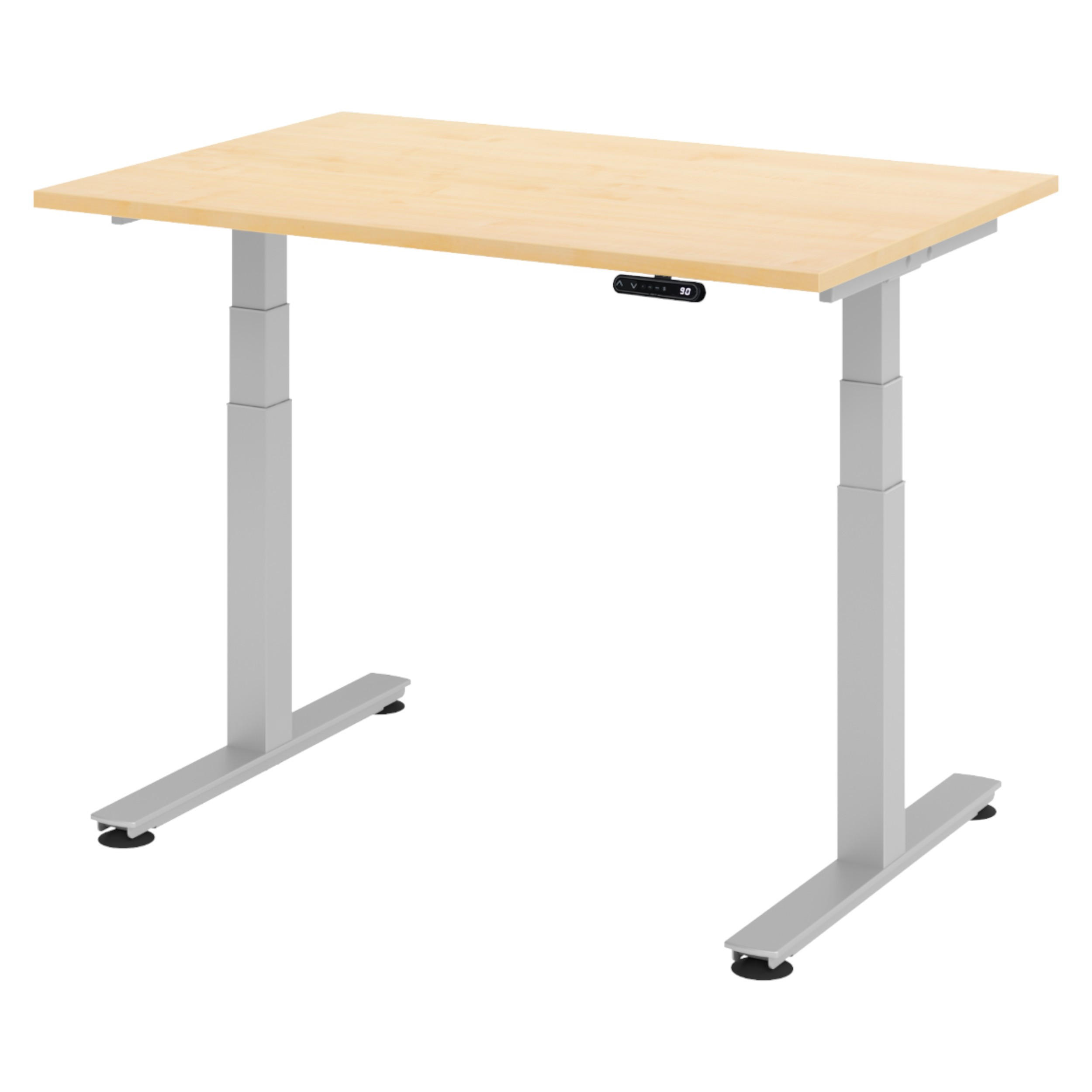 SCHREIBTISCH elektrisch XDSM 80/120/72 cm in Ahornfarben/Silberfarben - Silberfarben/Ahornfarben, Holzwerkstoff (80/120/72cm) - bümö