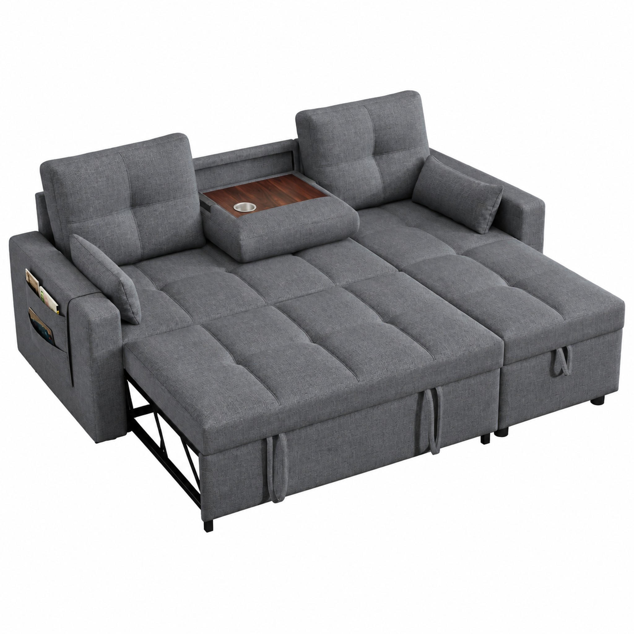 Meubliv Eckschlafsofa Grau 211x136 cm