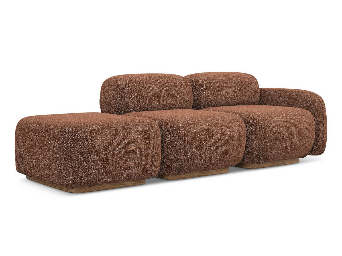3-SITZER SOFA Links Strukturstoff Stoff Orange - Terra cotta/Orange, Holz/Textil (258/73/95cm) - Makamii
