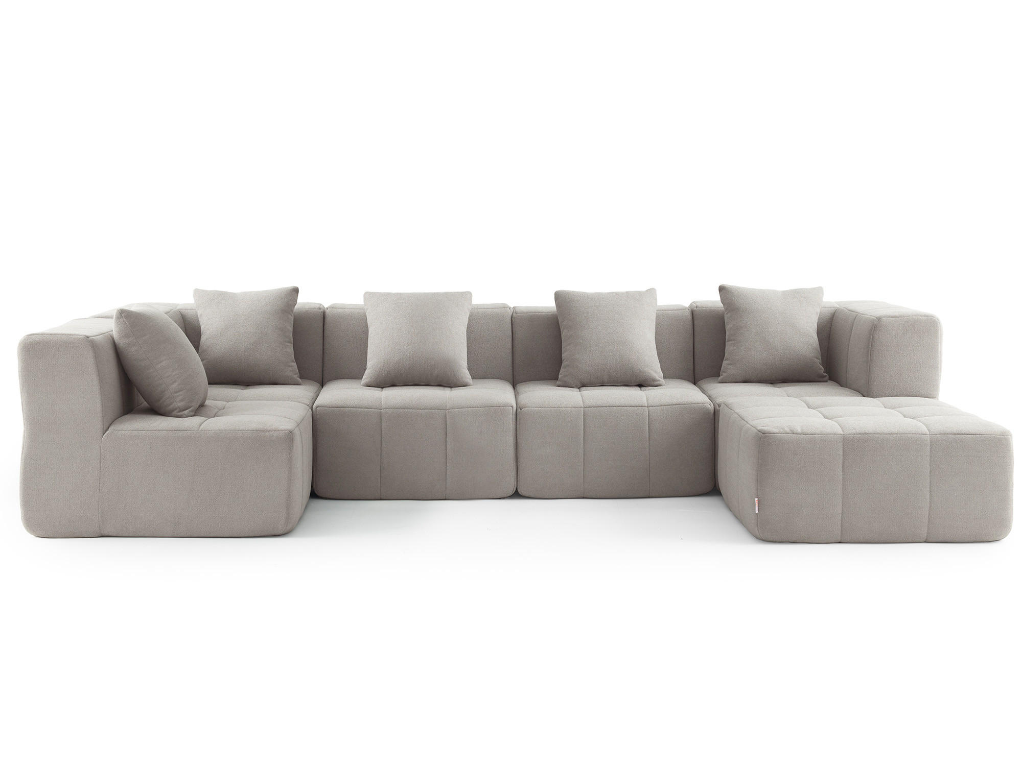 WOHNLANDSCHAFT Bouclé-Stoff Steinbeige - Greige, Textil (340/73/190cm) - MILYsofa