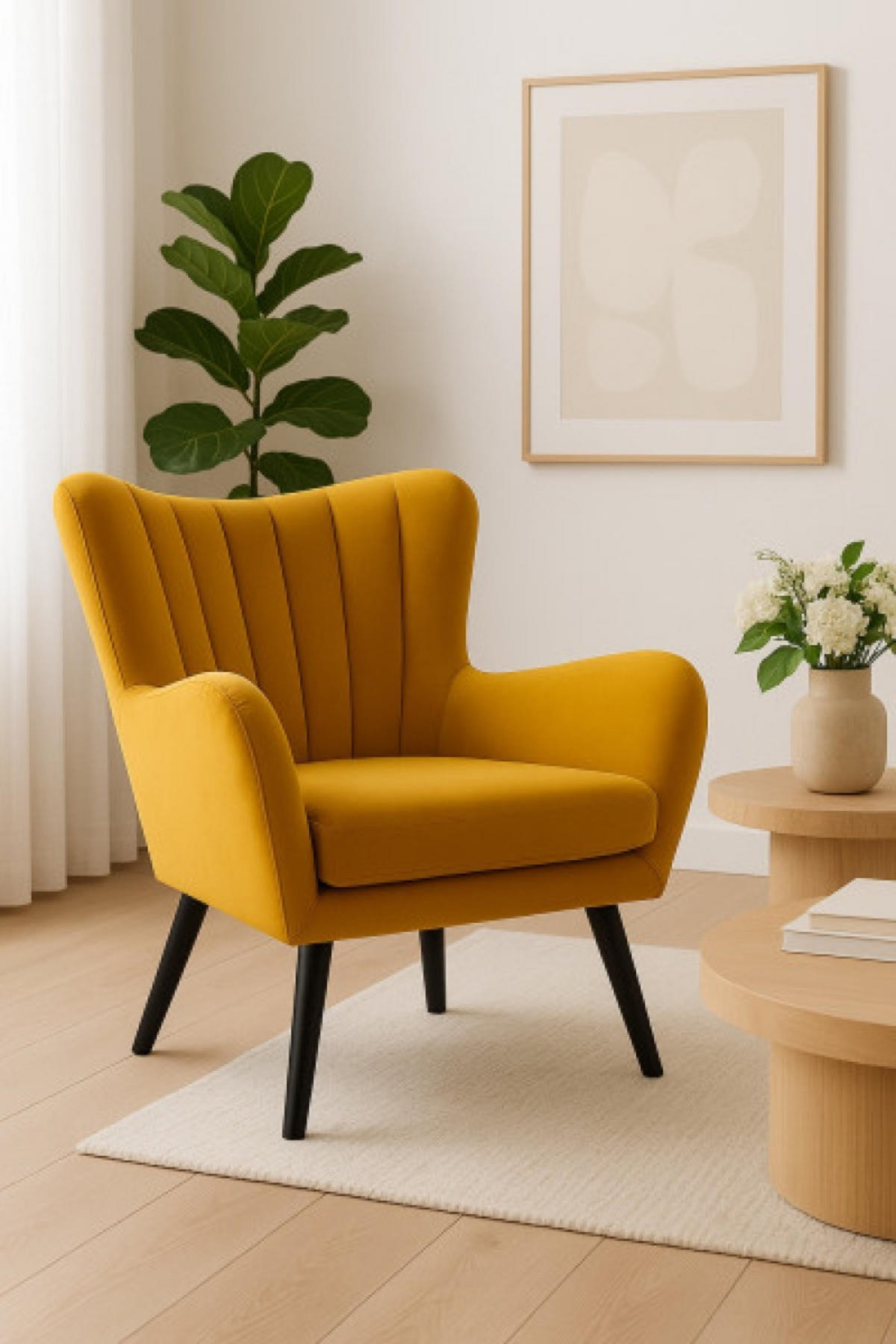 SESSEL Muskat TEDI Mit Holzbeinen Gepolstert Stoff Velluto - Gelb, Textil (76/100/78cm) - Sepro Meble