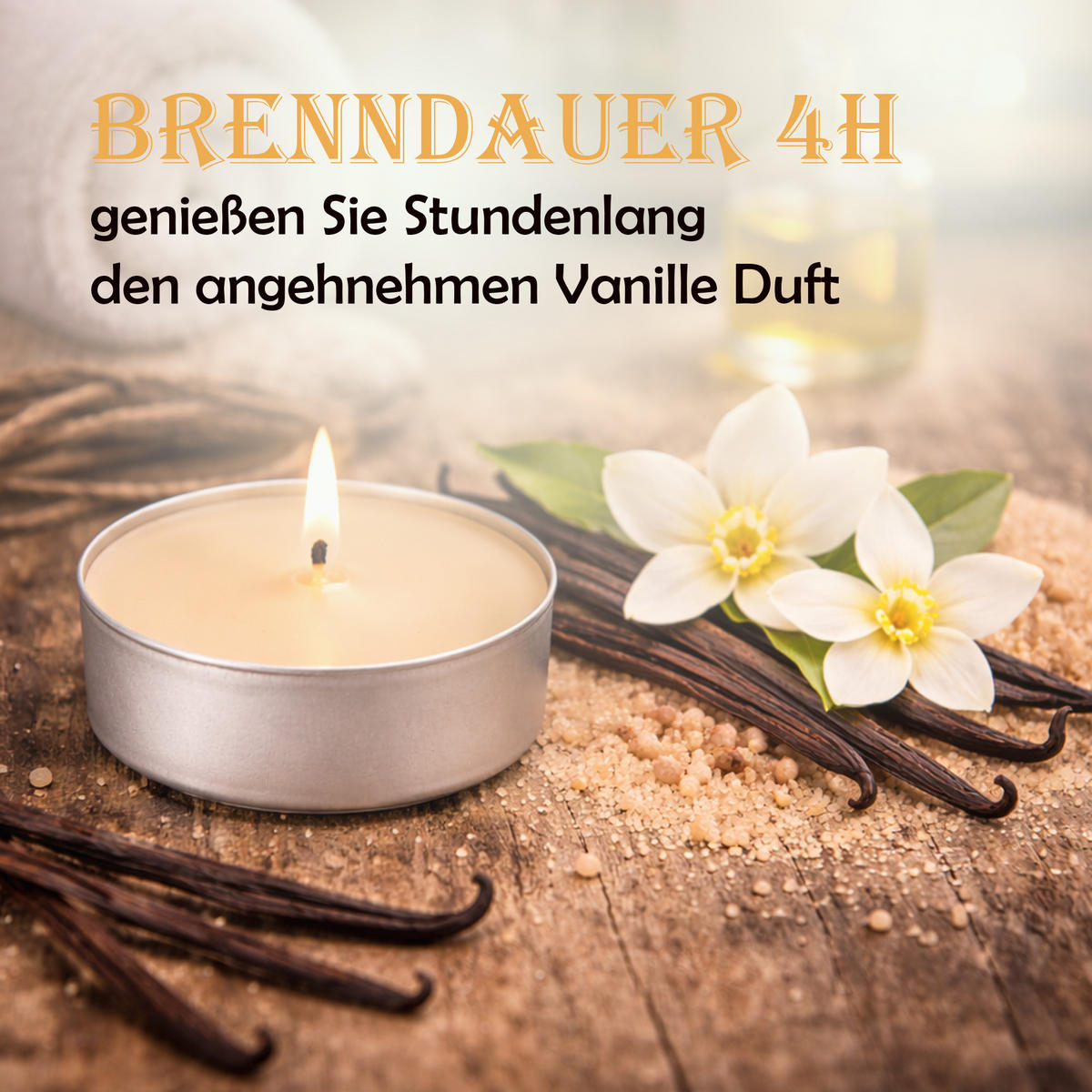TEELICHT mit Duft - Vanille - 54er Pack - Creme, Naturmaterialien (4/1.5/4cm) - HS Candle