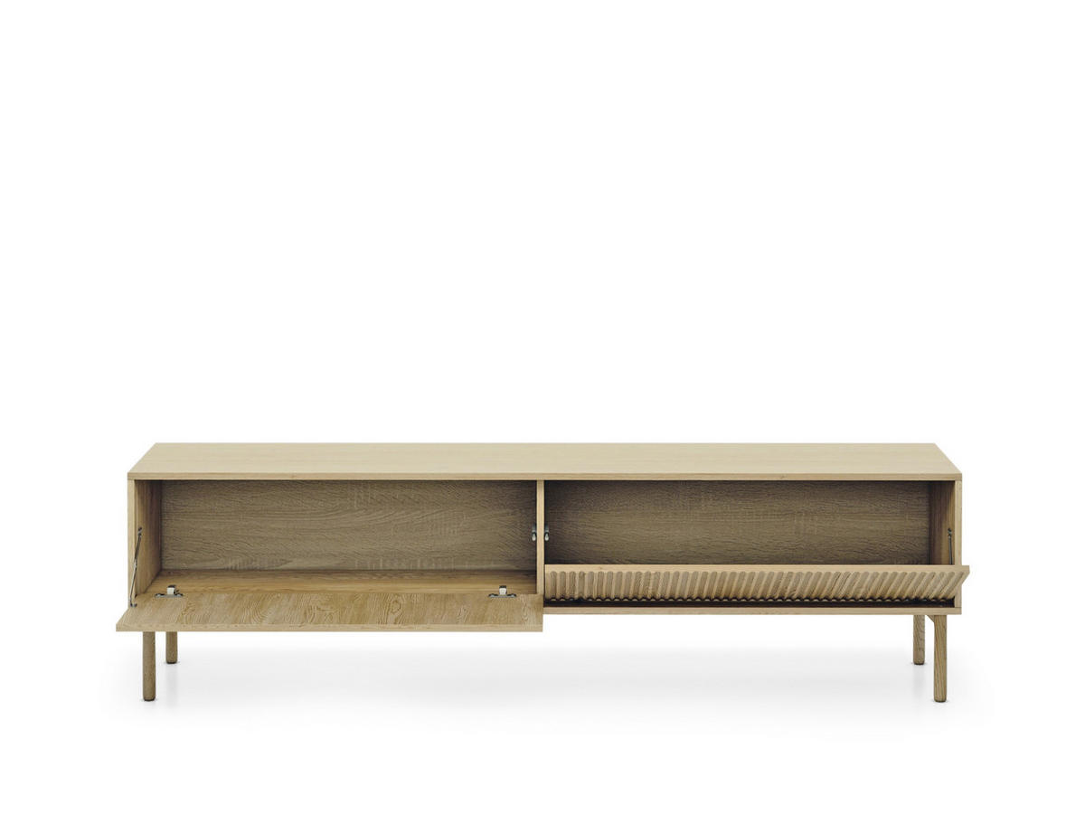 RTV-SCHRANK Aviro Eiche Cremona, breite TV-Tisch - Hellbraun/Eichefarben, Holzwerkstoff (187/52/40cm) - Bettso