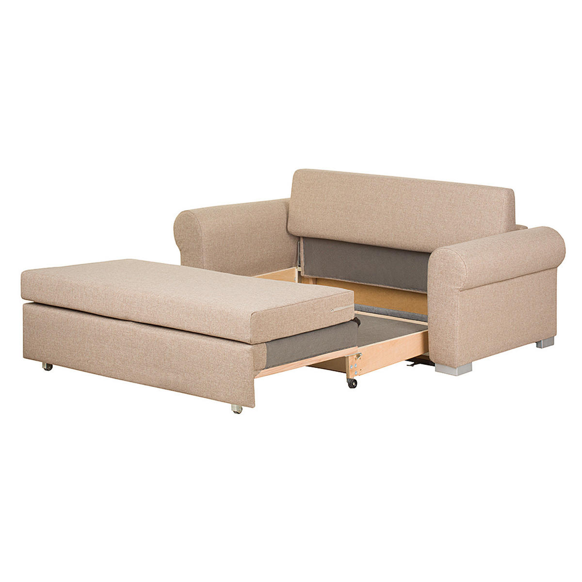 SCHLAFSOFA - Beige/Braun, Textil (204/90/90cm) - home24