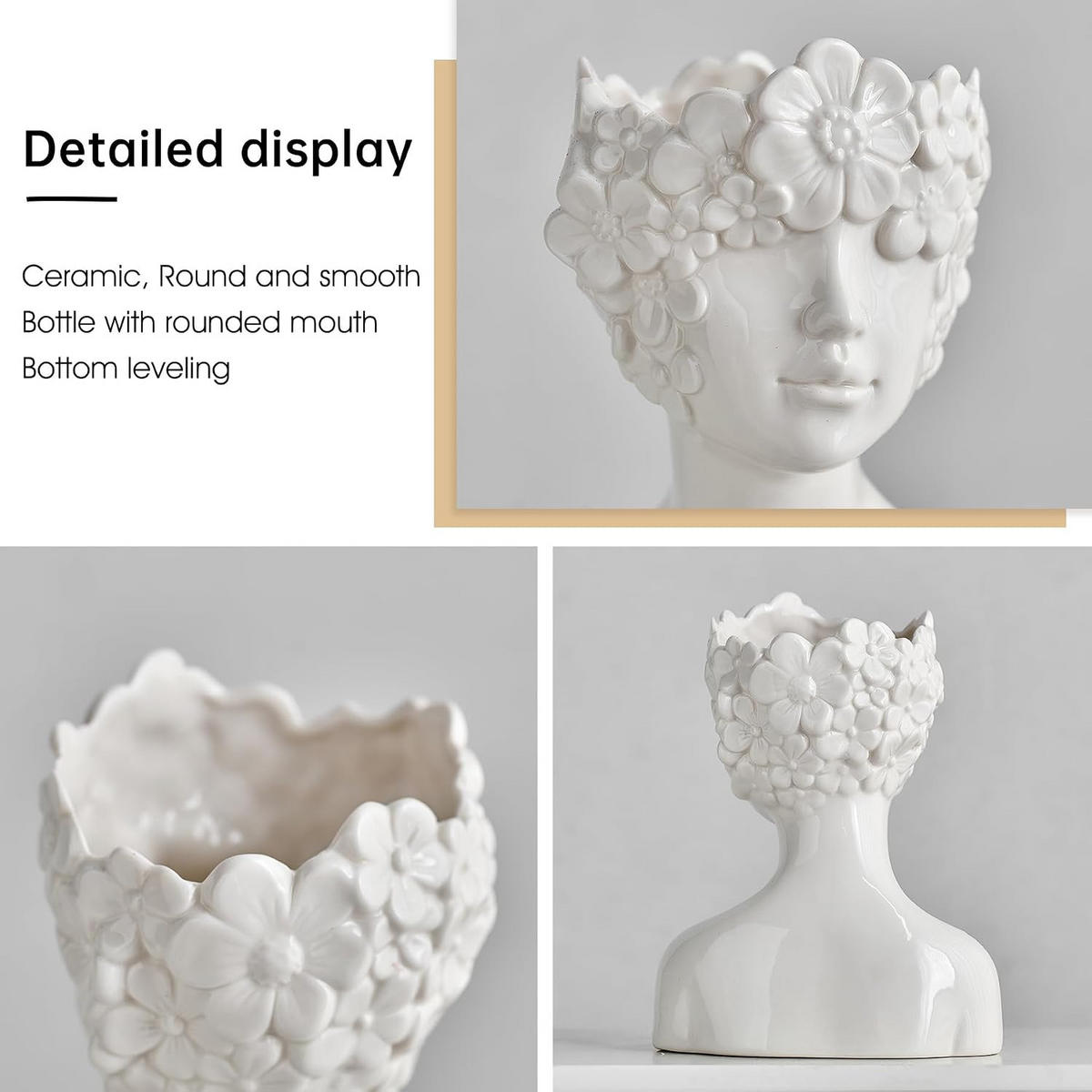VASE 14 x 8,7 x 20 cm Keramik - Weiß, Keramik (20cm) - LIBRATON