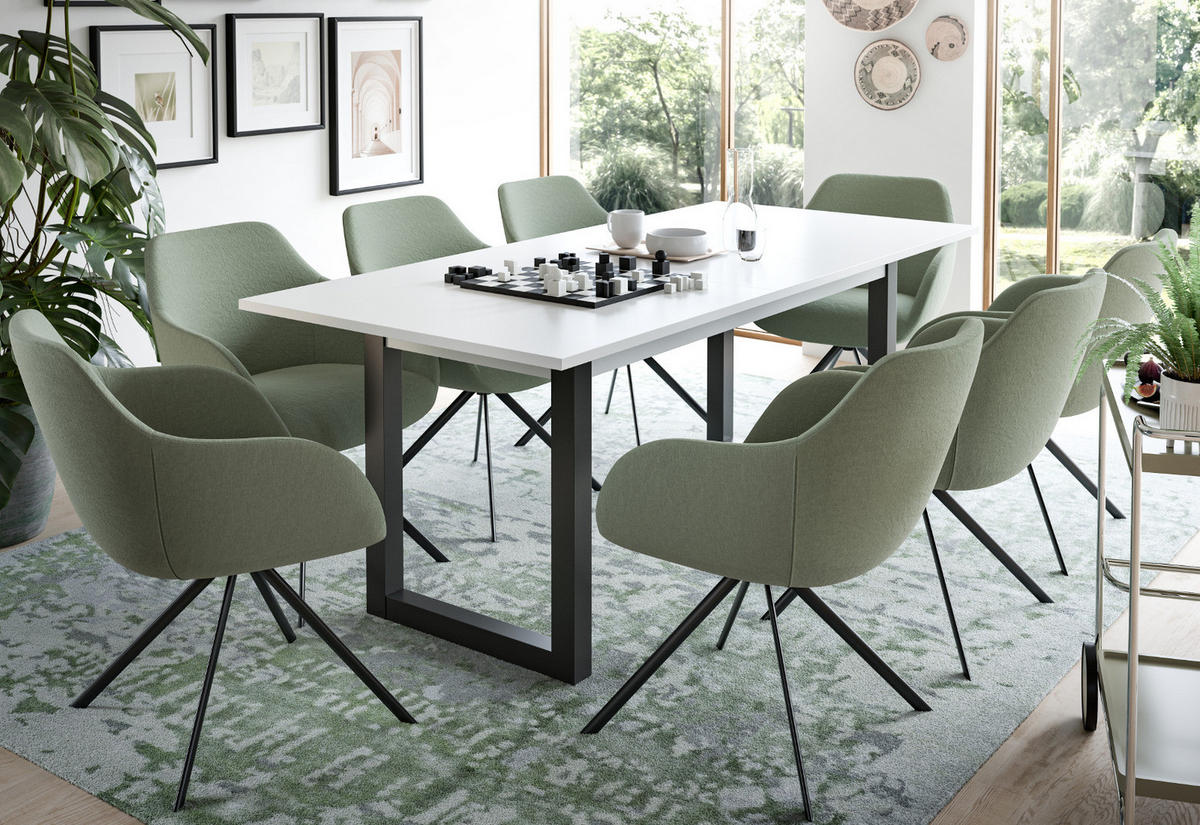 ESSTISCH weiß, grau 150 - 190 cm, Küchentisch ausziehbar - Dunkelgrau/Weiß, Holzwerkstoff/Metall (150/90/76cm) - Inn.Furn