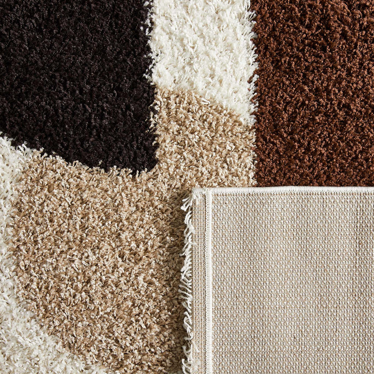 TEPPICH shaggy mit geometrischem Muster in Braun Palerme 80x140 cm - Braun, Textil (80/140cm) - Nazar Rugs