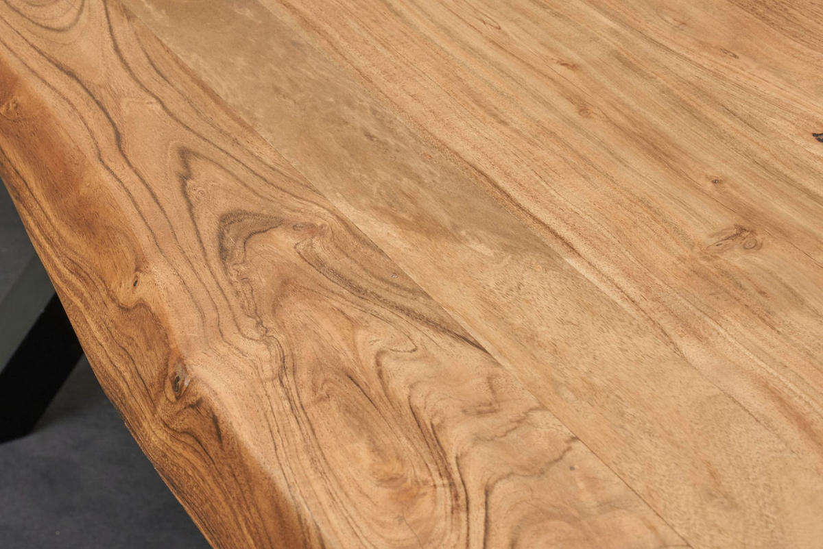 ESSTISCH 180x90 cm, Akazienholz, Naturell-Schwarz - Naturfarben, Holz (180/90/76cm) - dasmöbelwerk