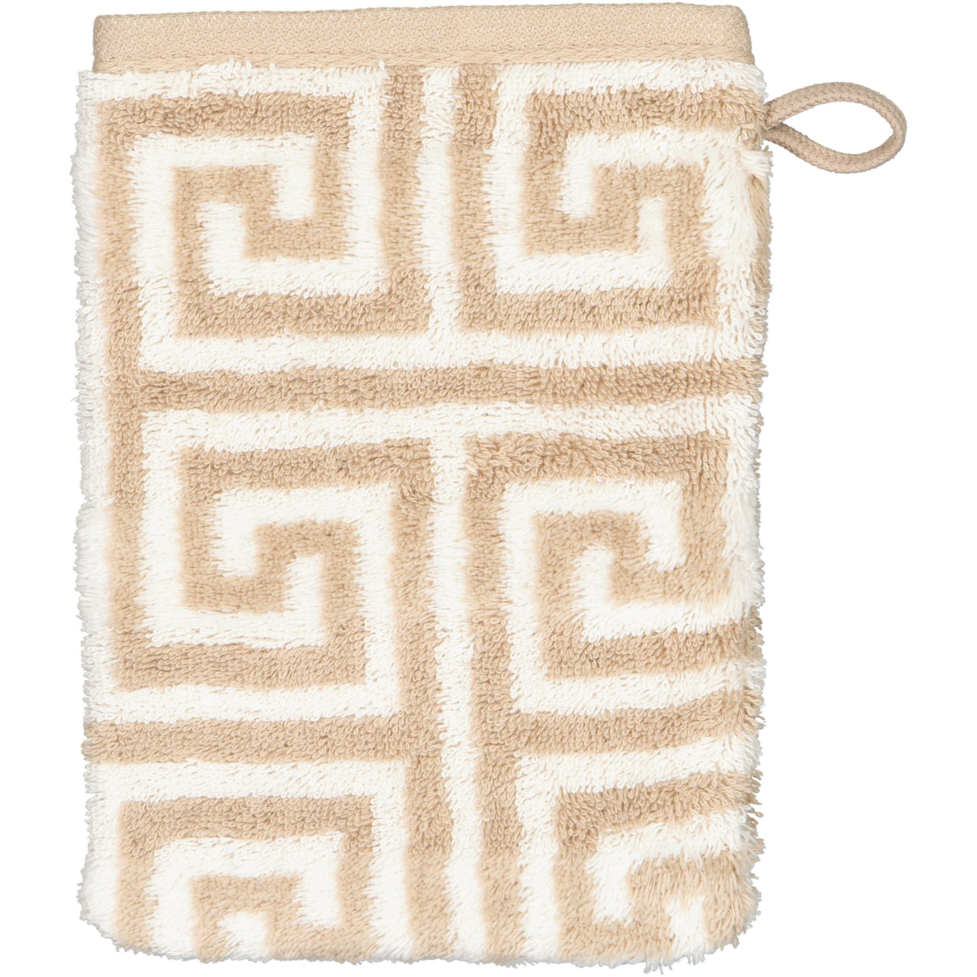 WASCHHANDSCHUH NOBLESSE ELEGANCE ALLOVER 1088 SAND - 33 - Beige, Textil (16/22cm) - Cawoe