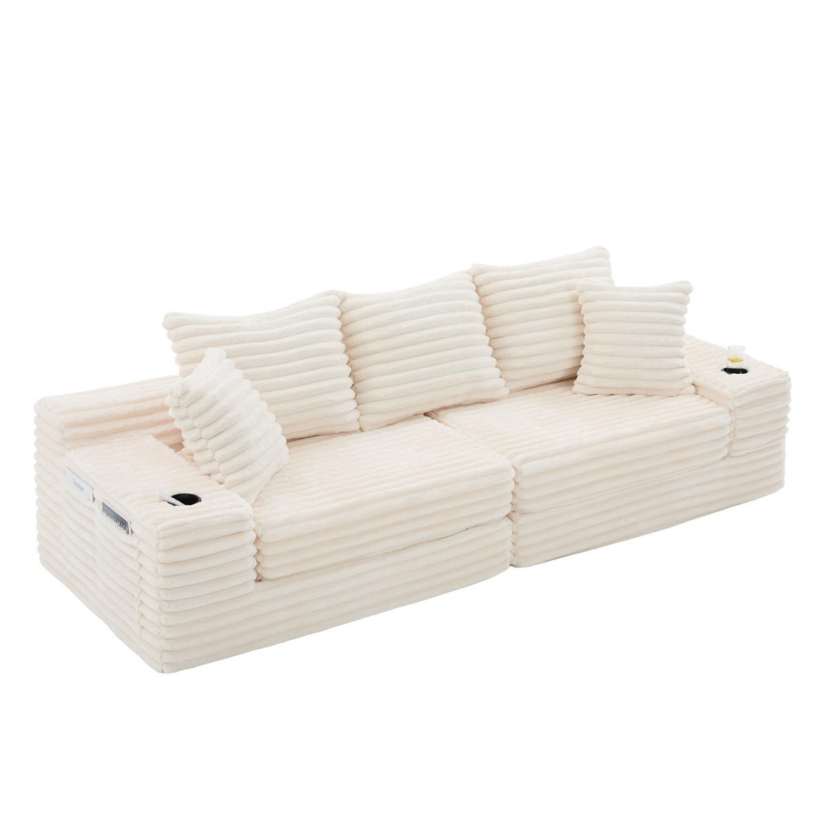 SCHLAFSOFA frei kombinierbar 273 x 98 cm Cord Beige - Beige, Kunststoff (38.58/34.25/107.48cm) - Meubliv