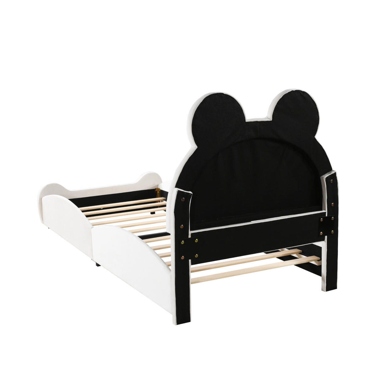 DETSKÁ posteľ 90/200 cm biela v tvare medveďa z čalúneného zamatu - biela, textil (90/200cm) - OKWISH