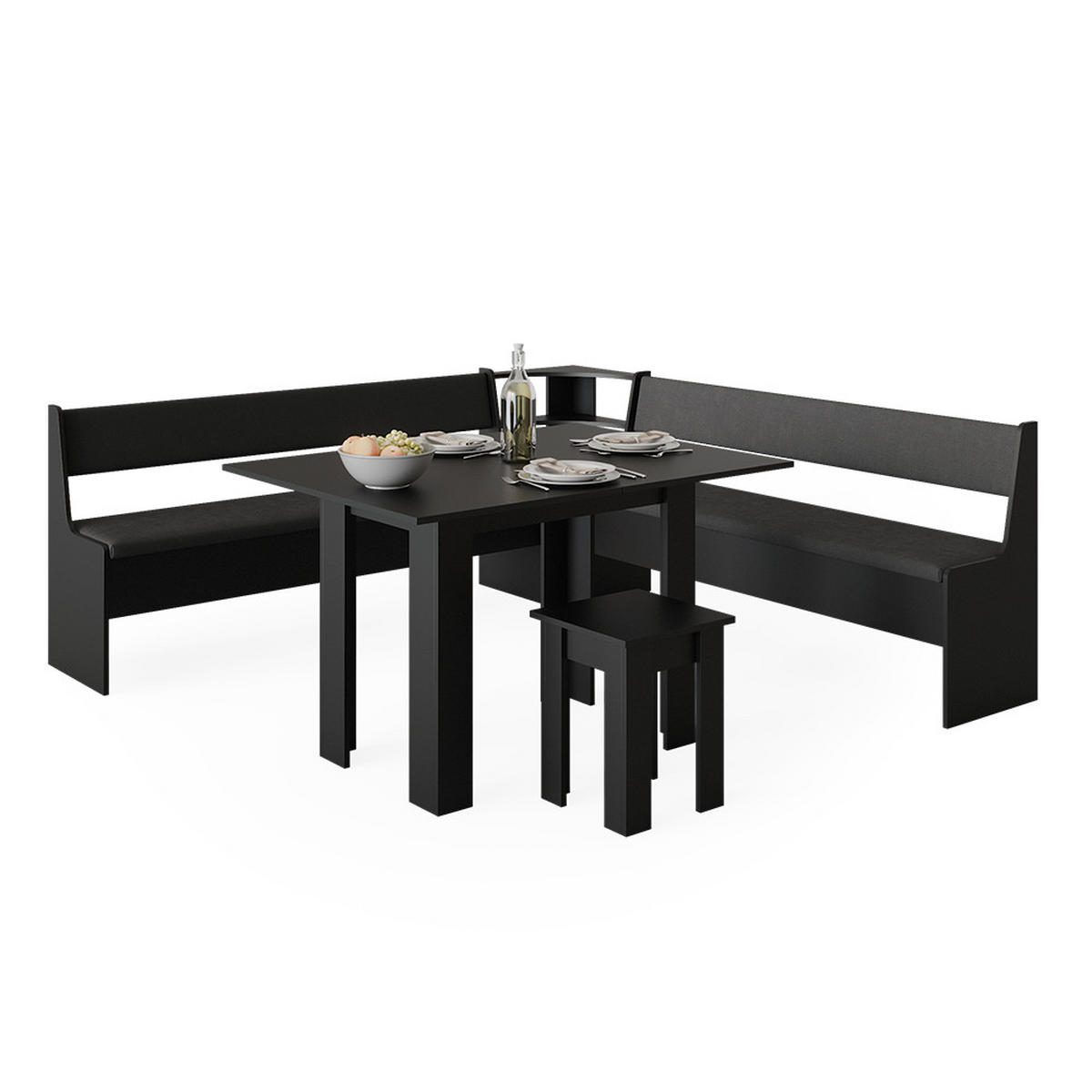 ESSZIMMER-BANK Roman Schwarz 166.6 x 41.5 cm - Schwarz, Holzwerkstoff (41.5/80/166.6cm) - Vicco