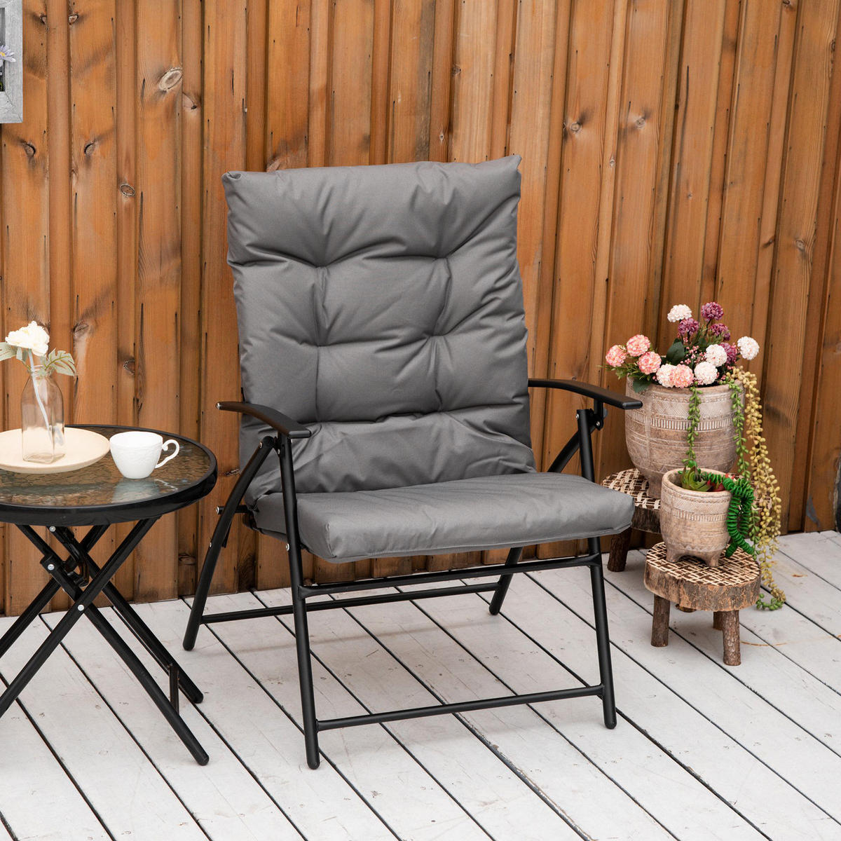 CAMPINGSTUHL faltbar mit Metallrahmen Grau - Grau, Metall (65/94/65cm)