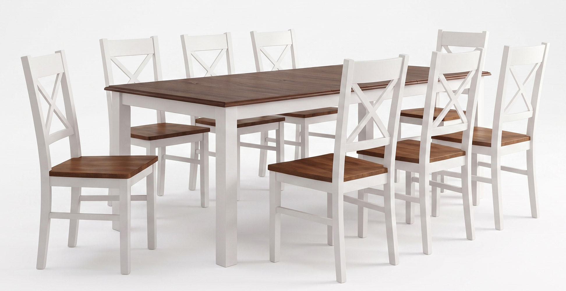 Feldmann-Wohnen Esszimmer-Set Weiß, Nussbaum 197x75x93 cm