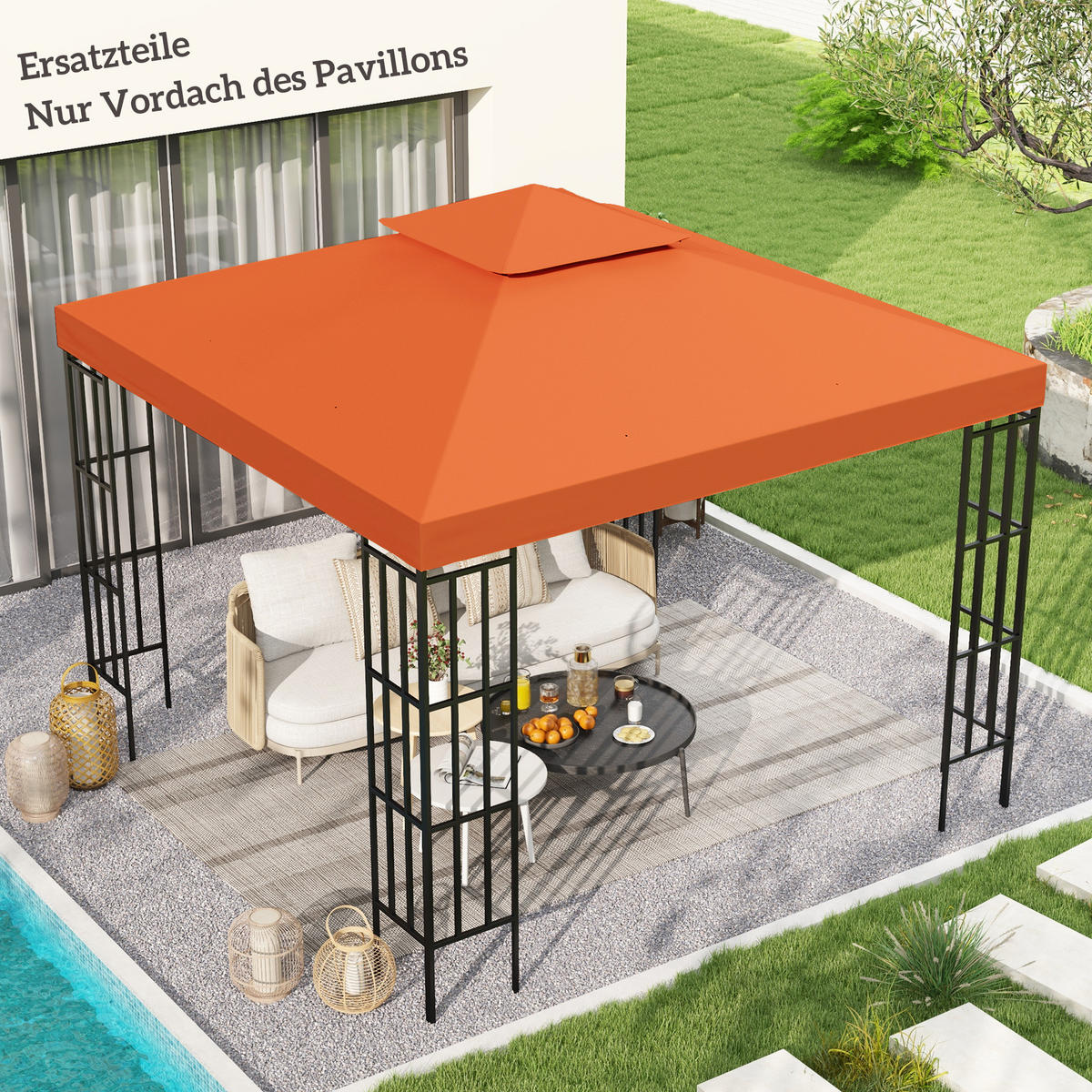 ERSATZDACH für Pavillon DE-05917 3/3 m Rostrot - Rostfarben, Textil (300/18/300cm) - ComfortXL