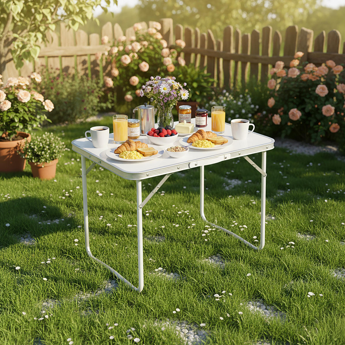 CAMPINGTISCH - Multicolor, Holzwerkstoff/Metall (60/80/68.5cm) - Relaxdays