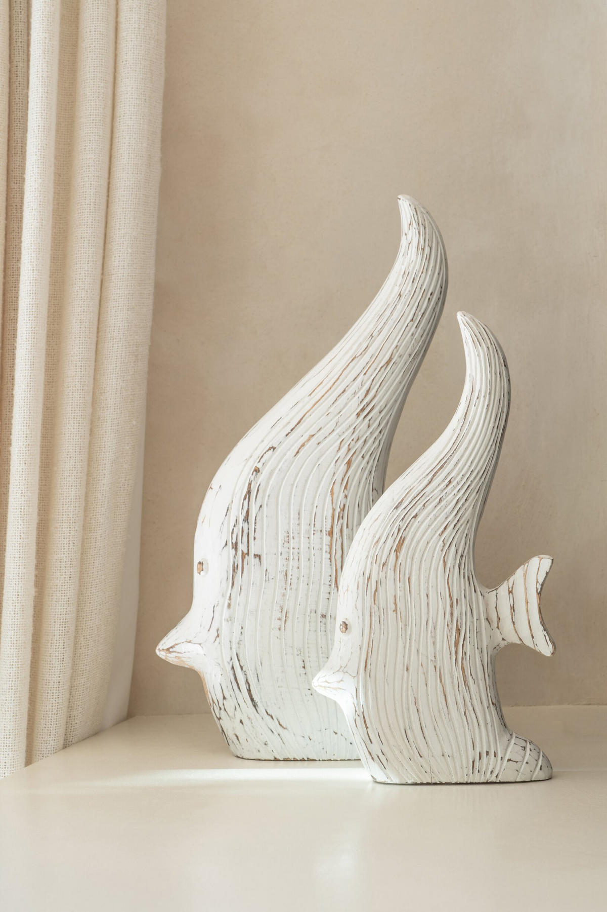 DEKOOBJEKT FISCH ANTIK Weiß - Weiß, Holz (8/50/28cm) - J-Line