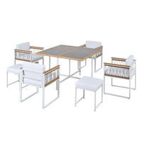 GARTENSETS aus Metall & Rattan 117x117x73,5 cm in Weiß - Weiß, Metall - Modfu