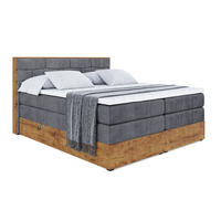BOXSPRINGBETT mit Matratze H3|H4 und Lattenrost - LOLLI8 KING-160x200 - Dunkelgrau Casablanca - Dunkelgrau, Holzwerkstoff (160/200cm) - ALTDECOR