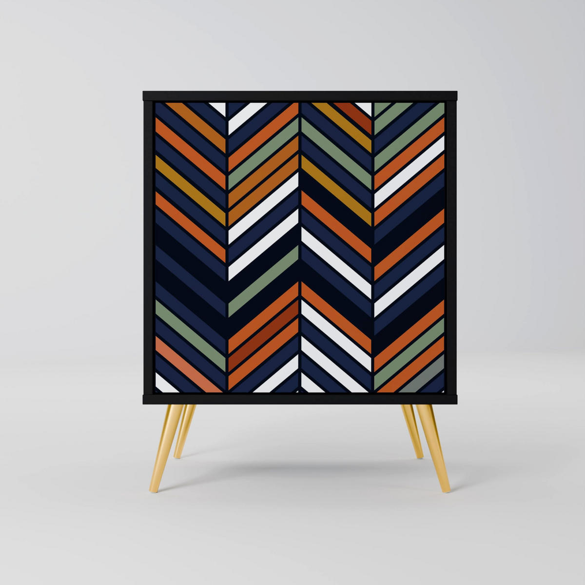 SIDEBOARD VIBRANT PATCHWORK, Grau, 57,5x42x70,5 cm, Schwarze Metall-Sternfüße - Multicolor/Schwarz, Holzwerkstoff/Metall (57.5/70.5/42cm) - SpaceRebels