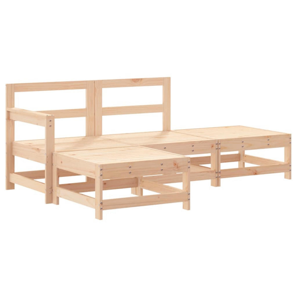 GARTEN-LOUNGE-SET 4-teilig Mit Kissen Massivholz - Beige/Braun, Holz - vidaXL