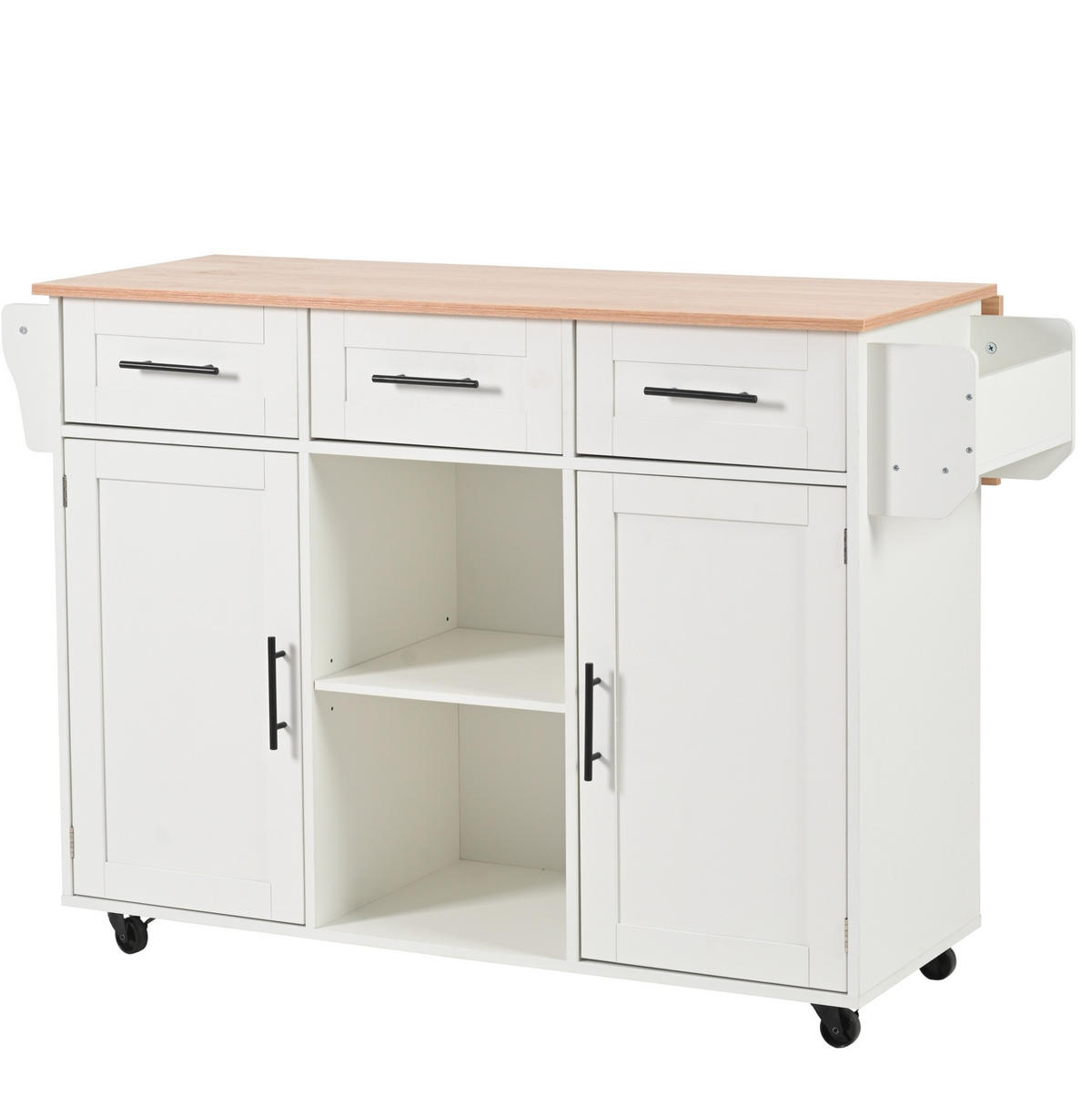 KÜCHENWAGEN 139/46(71)/91,5 cm in Weiß mit klappbarer Platte und Stauraum - Weiß, Holzwerkstoff (139/91.5/46cm) - Flora Grace