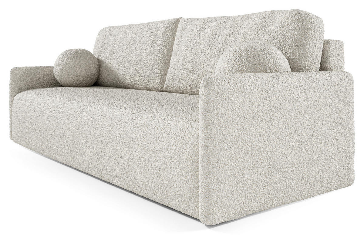 SOFA Glove Creme mit Bouclé-Bezug - Creme, Kunststoff/Textil (206/95/87cm) - Selsey